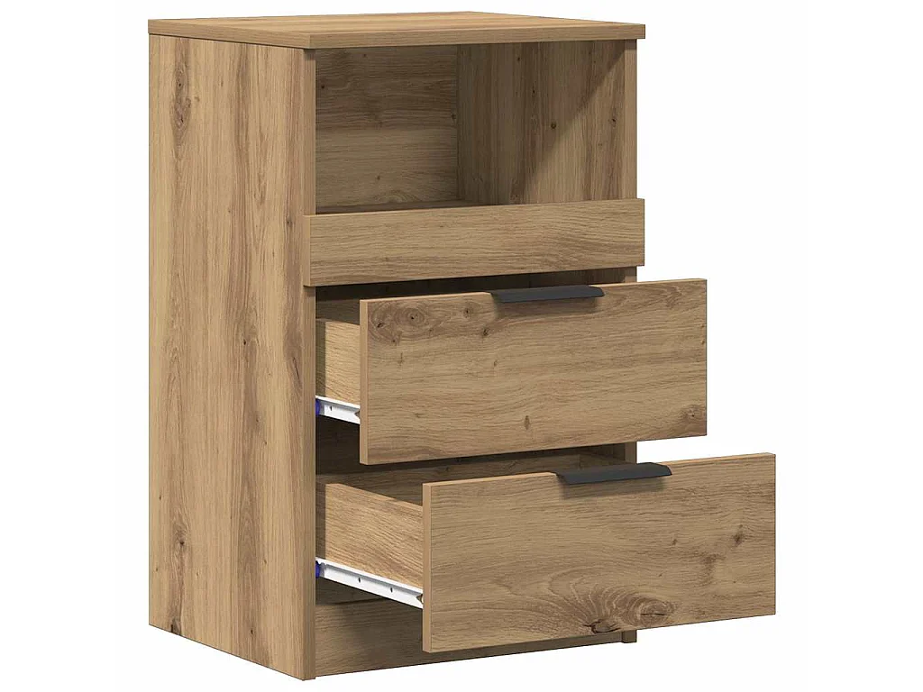 Comodini 2pz Rovere Artigianale 40x36x65cm in Legno Multistrato
