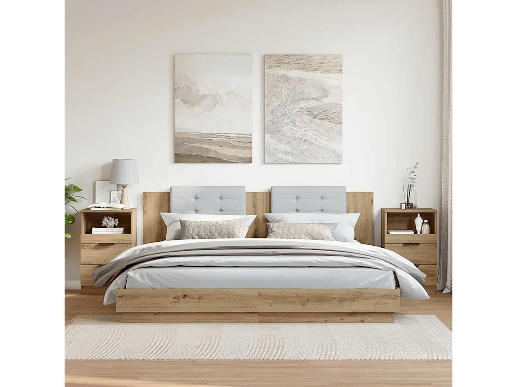 Mesitas noche 2 uds madera ingeniería roble artisan 40x36x65 cm