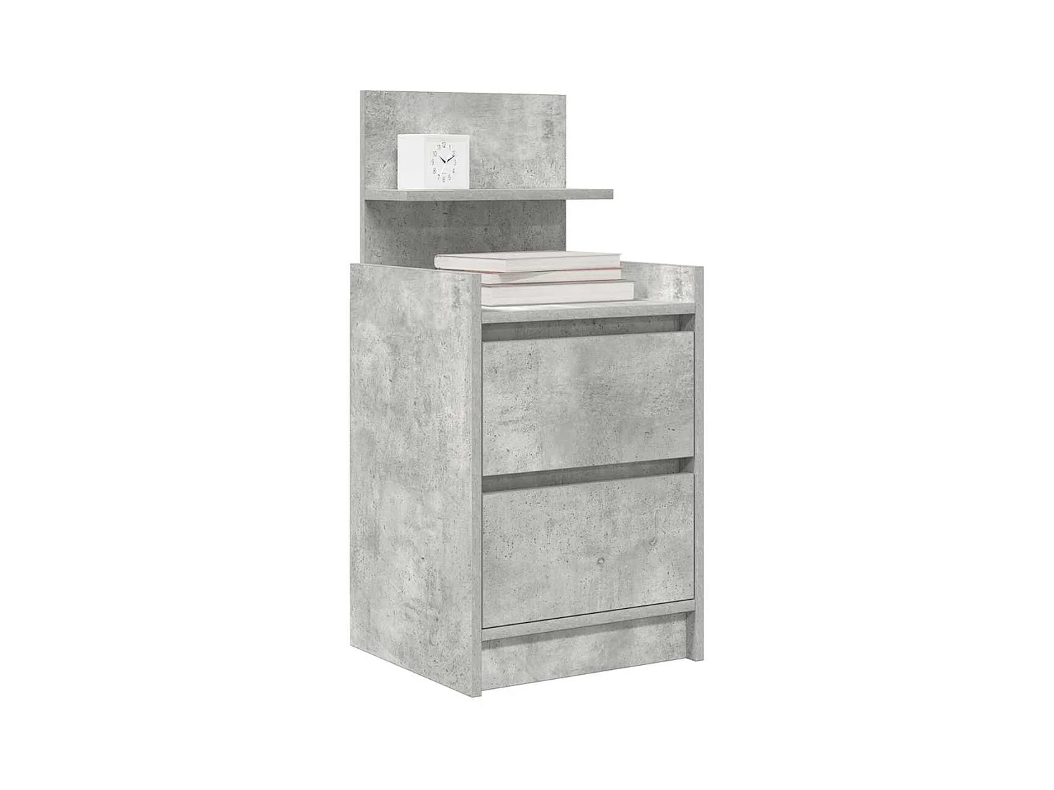 Table de chevet avec 2 tiroirs gris béton 38x34x80 cm