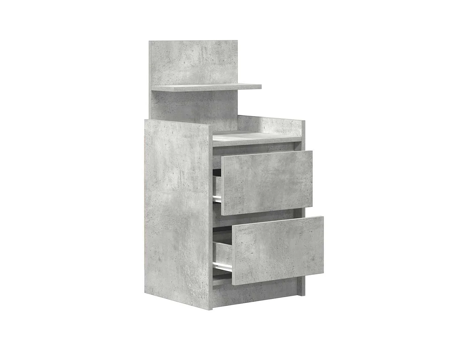 Table de chevet avec 2 tiroirs gris béton 38x34x80 cm