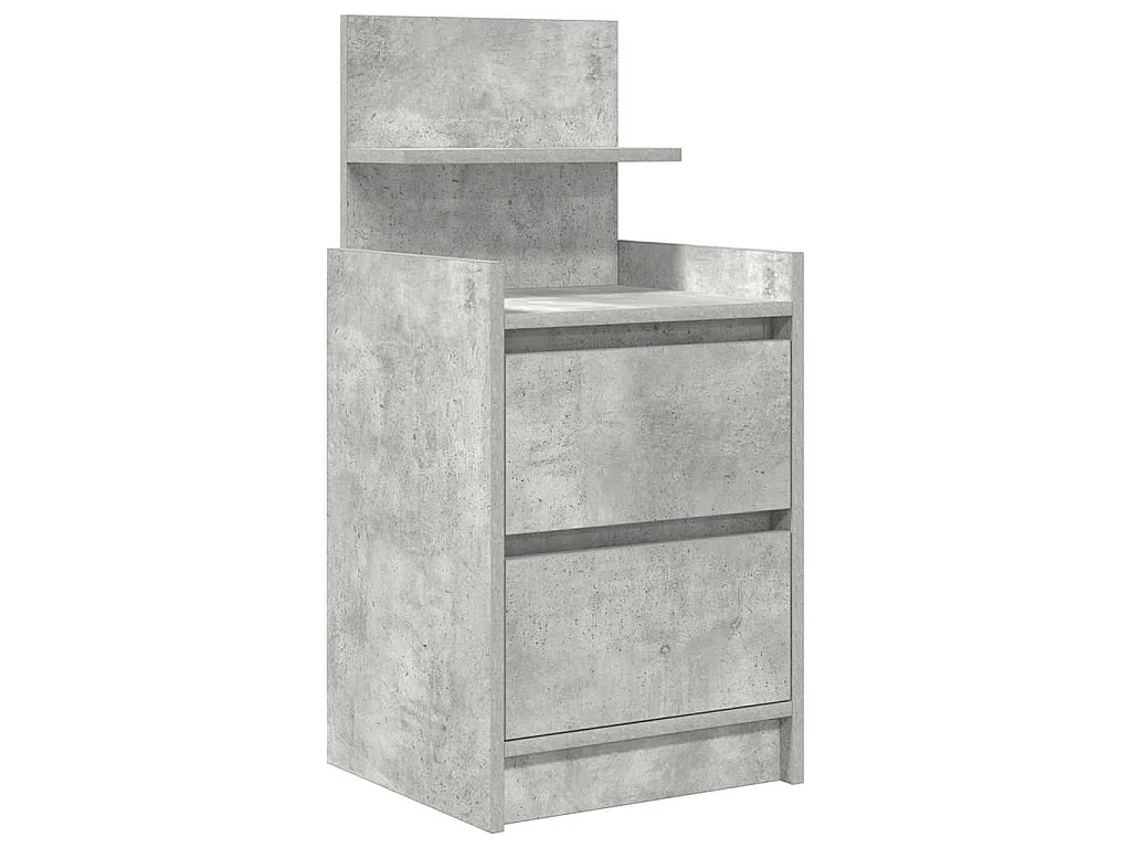 Table de chevet avec 2 tiroirs gris béton 38x34x80 cm