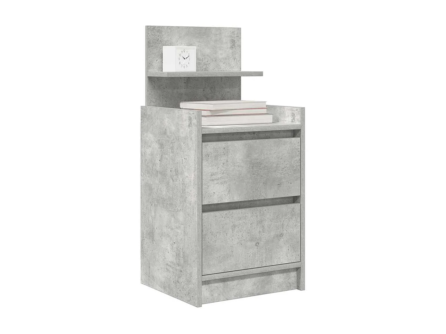 Table de chevet avec 2 tiroirs gris béton 38x34x80 cm