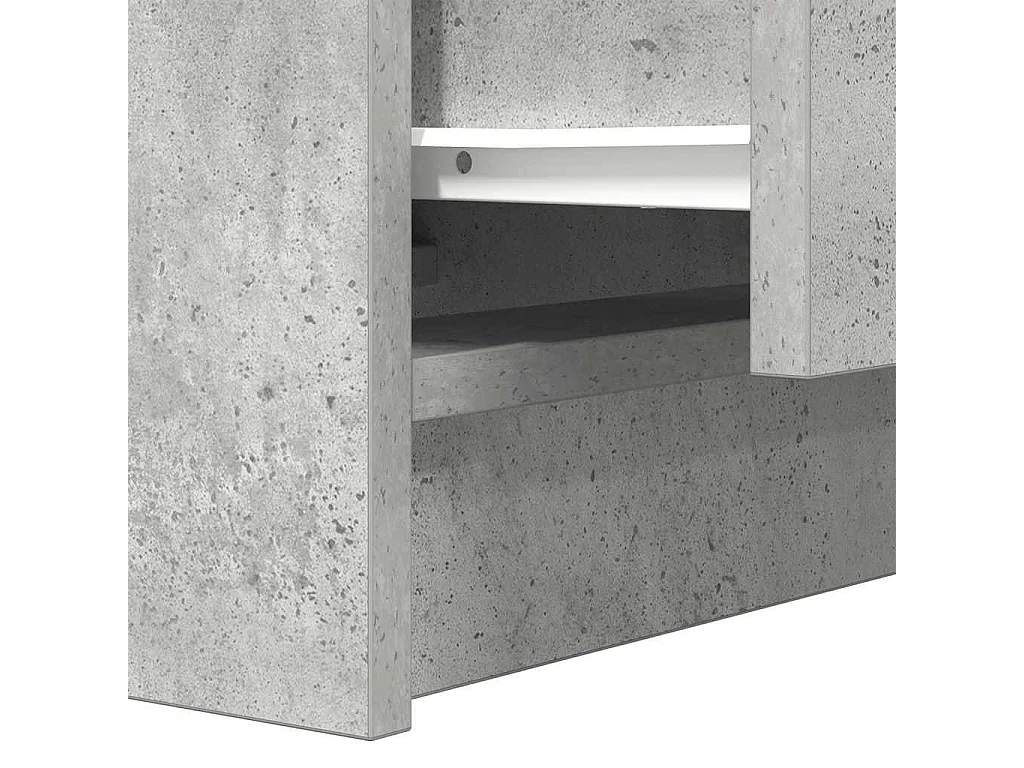 Table de chevet avec 2 tiroirs gris béton 38x34x80 cm