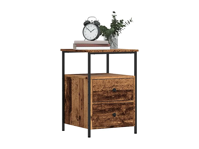 Nachtkastje 34x35,5x50 cm bewerkt hout oud houtkleurig