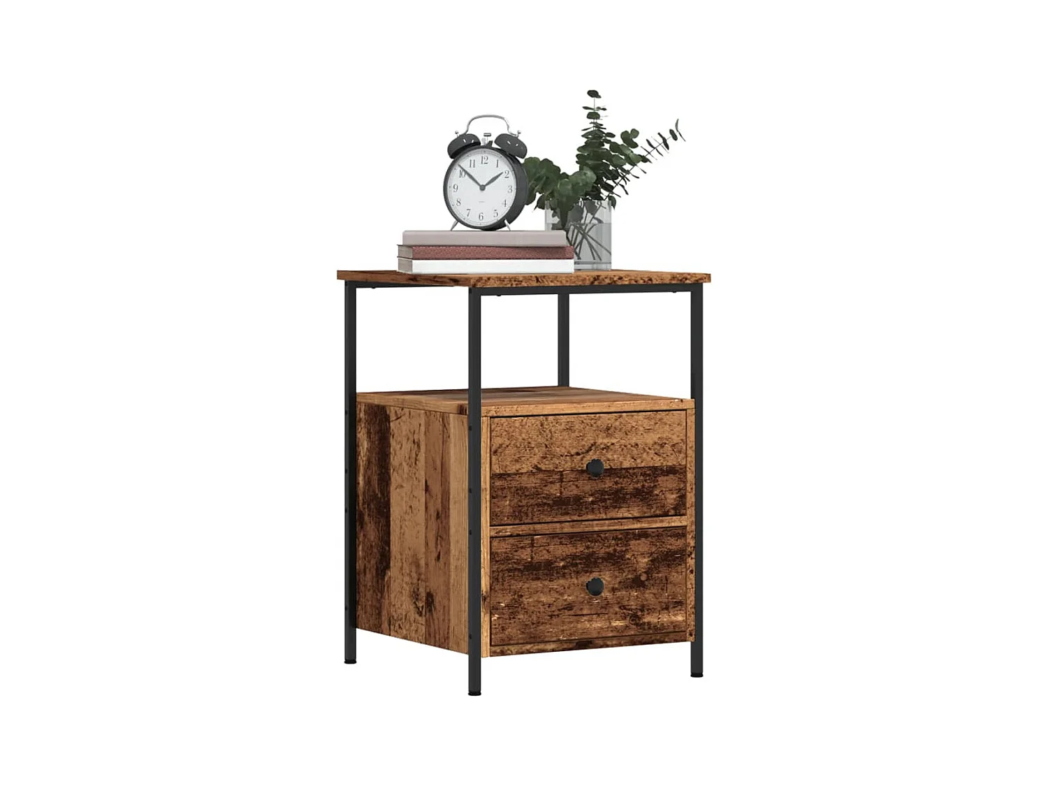 Nachtkastje 34x35,5x50 cm bewerkt hout oud houtkleurig