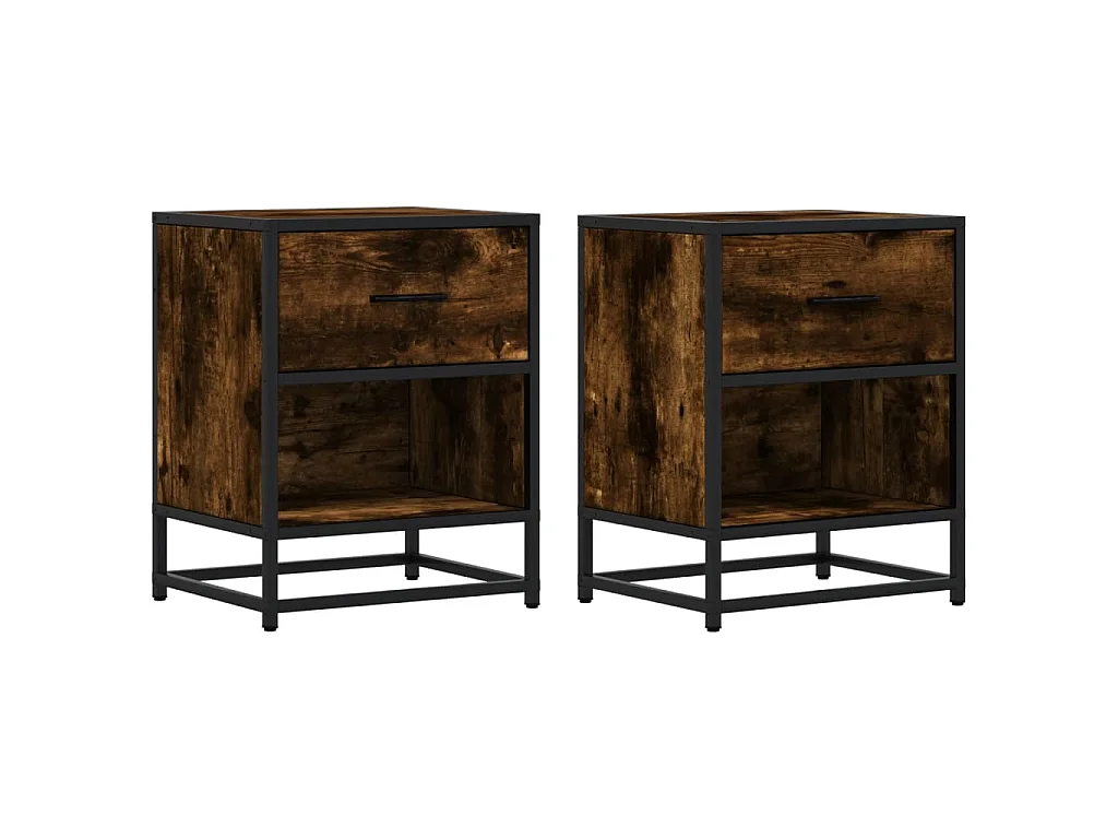 Comodini Rovere Fumo 2 pz 40x31x50 cm in Truciolato