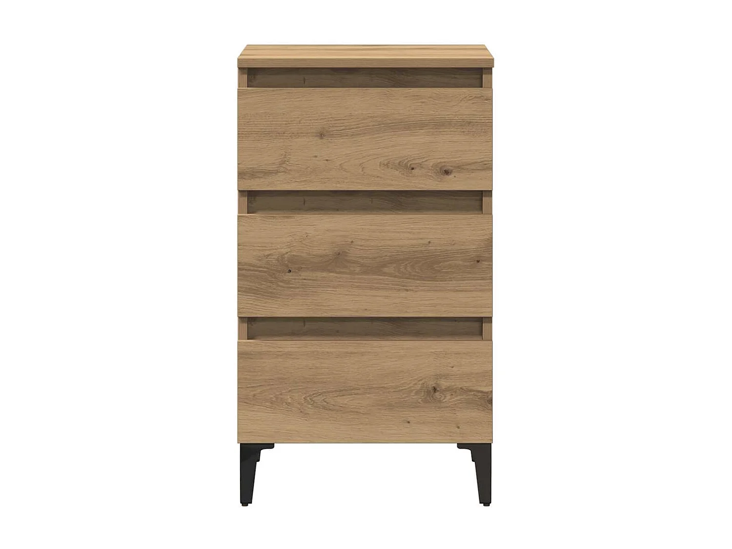 Table de chevet avec pieds en métal chêne artisanal 40x35x69 cm