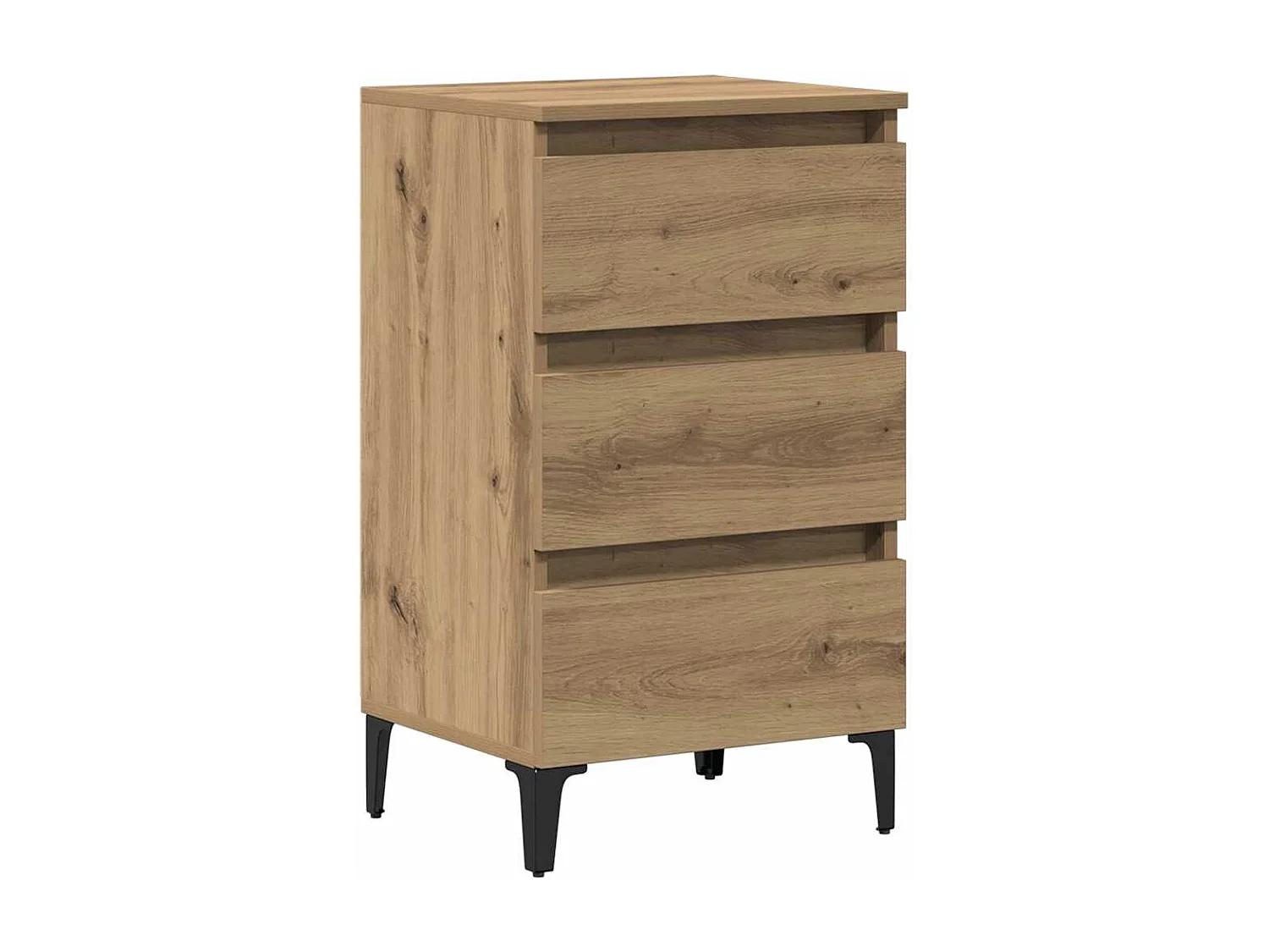 Comodino con Gambe in Metallo Rovere Artigianale 40x35x69 cm