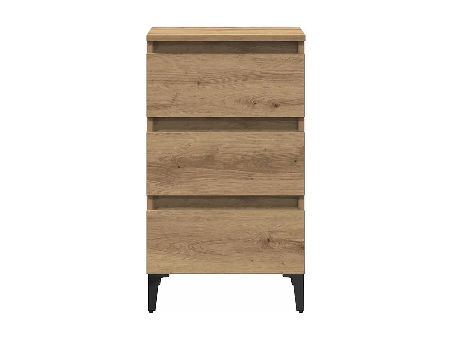 Comodino con Gambe in Metallo Rovere Artigianale 40x35x69 cm
