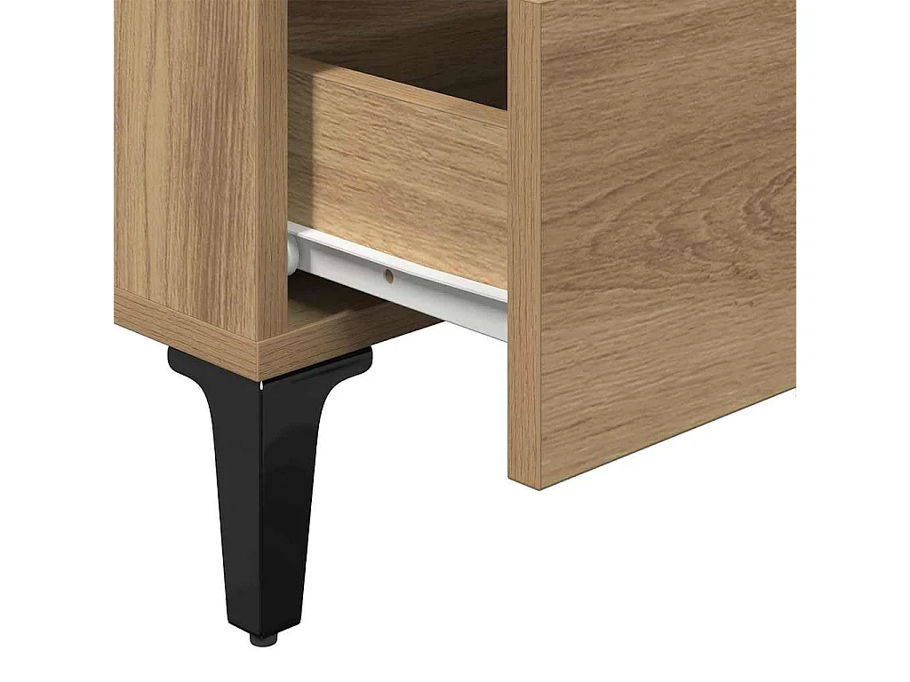 Comodino con Gambe in Metallo Rovere Artigianale 40x35x69 cm