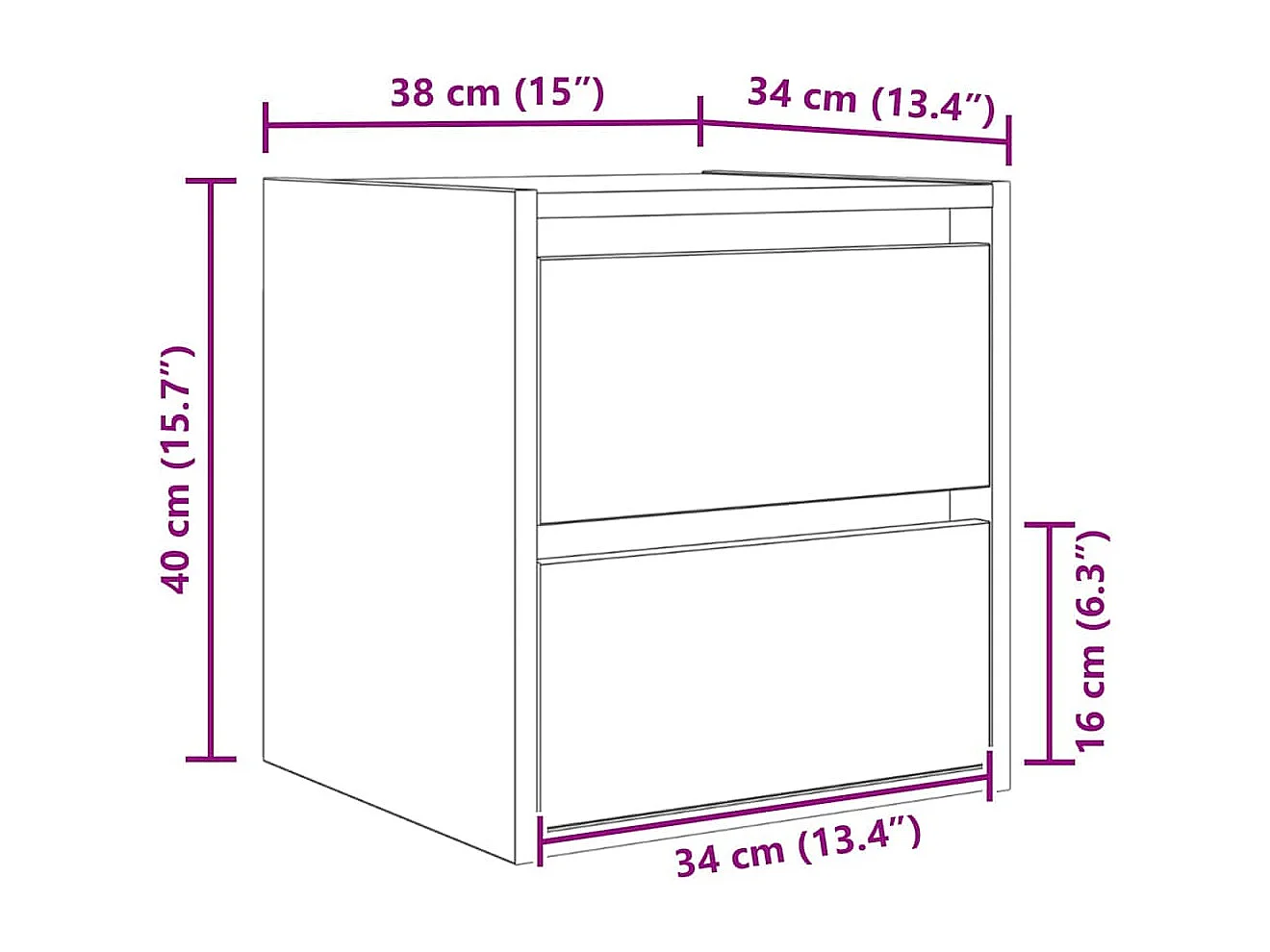 Mesillas de noche de pared 2 uds blanco 38x34x40 cm