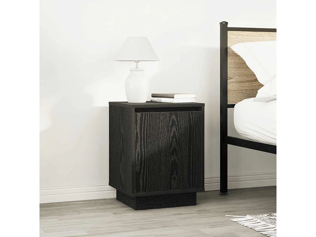 Tables de chevet avec lumières LED 2 pcs noir 38x34x50 cm