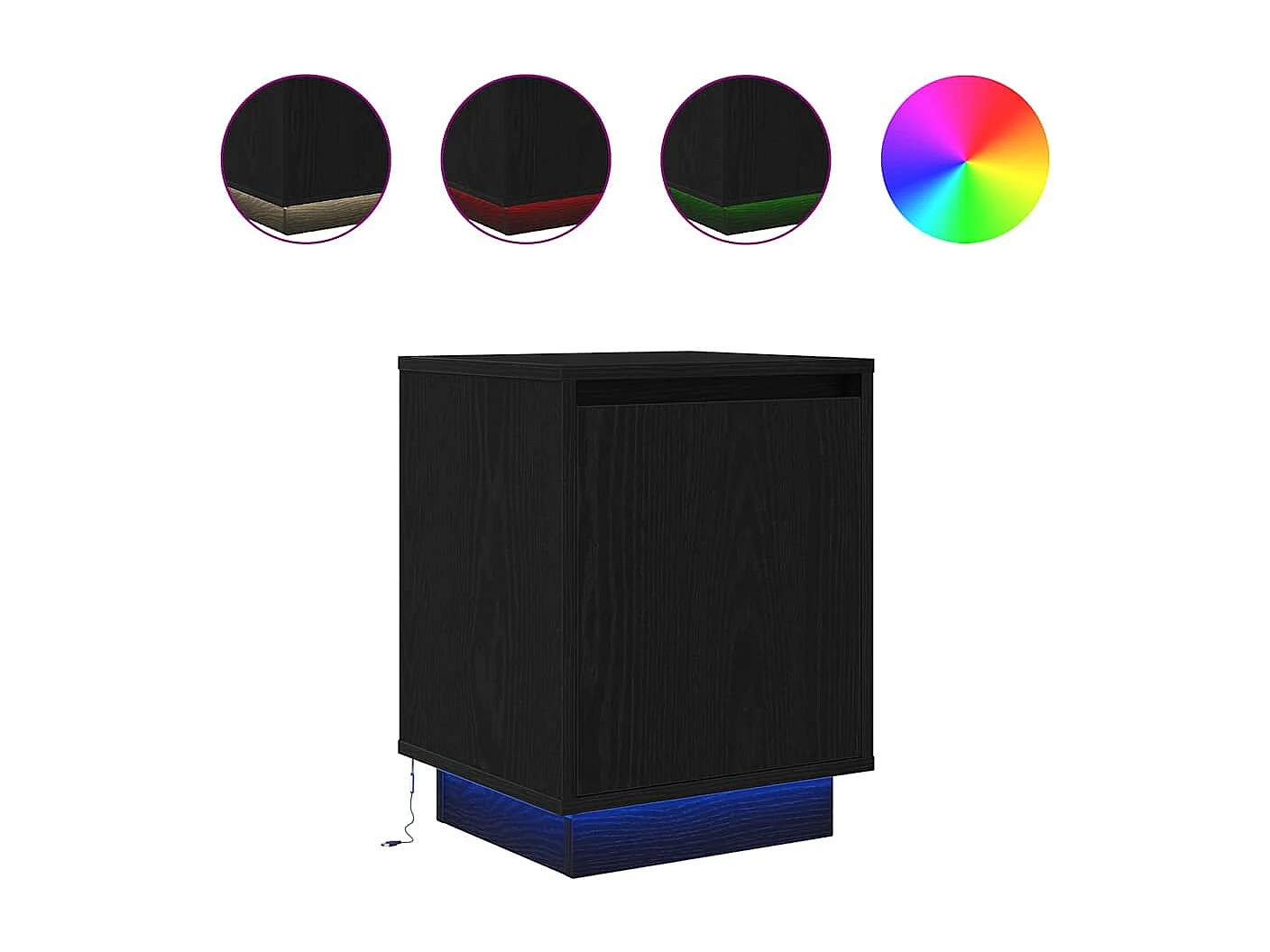 Nachttische mit LED-Leuchten 2 Stk. Schwarz 38x34x50 cm