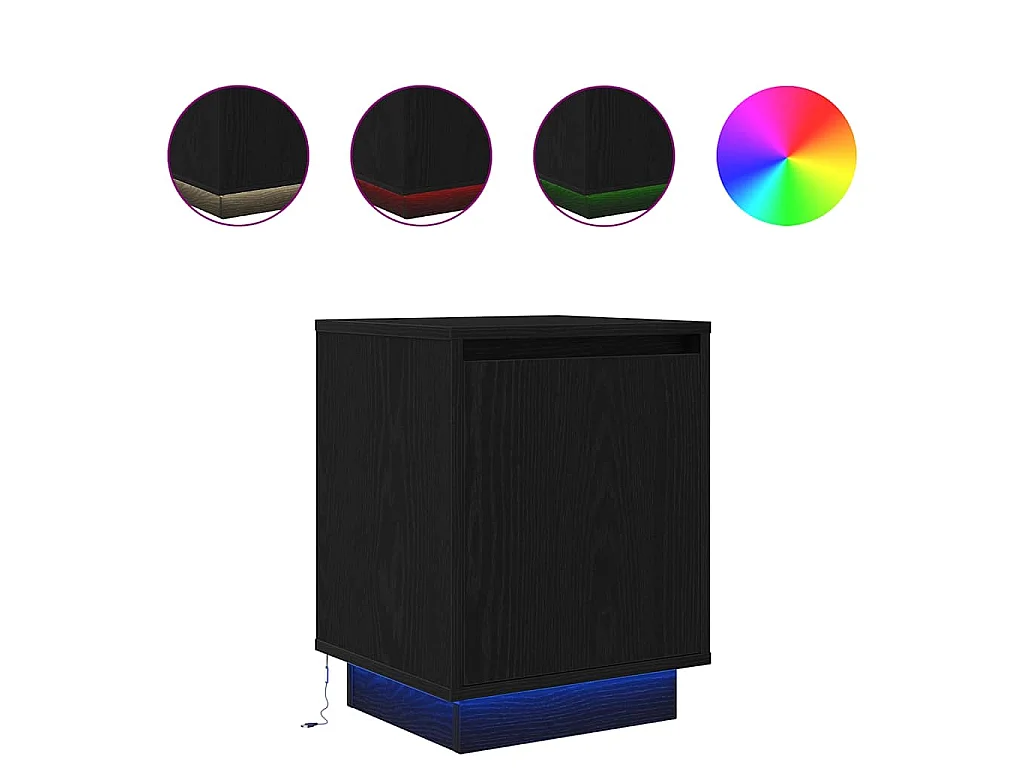 Nachttische mit LED-Leuchten 2 Stk. Schwarz 38x34x50 cm