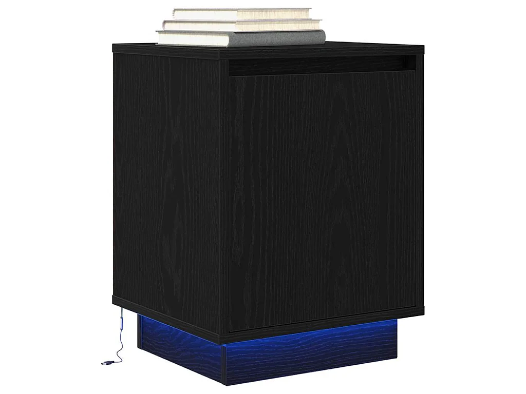 Nachttische mit LED-Leuchten 2 Stk. Schwarz 38x34x50 cm