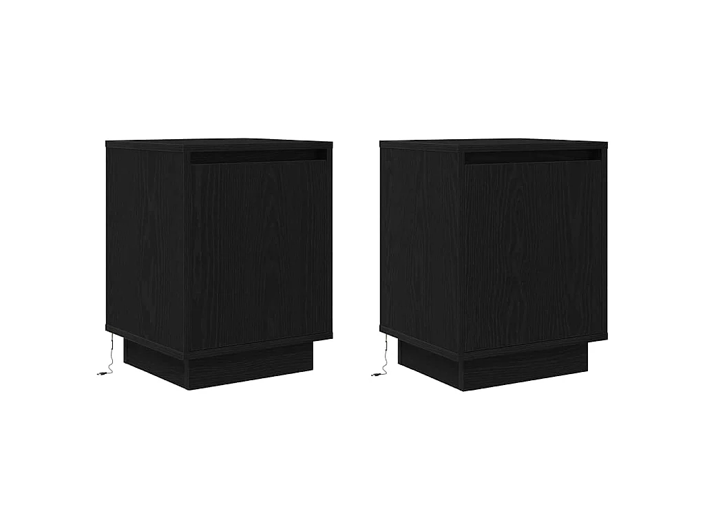 Tables de chevet avec lumières LED 2 pcs noir 38x34x50 cm
