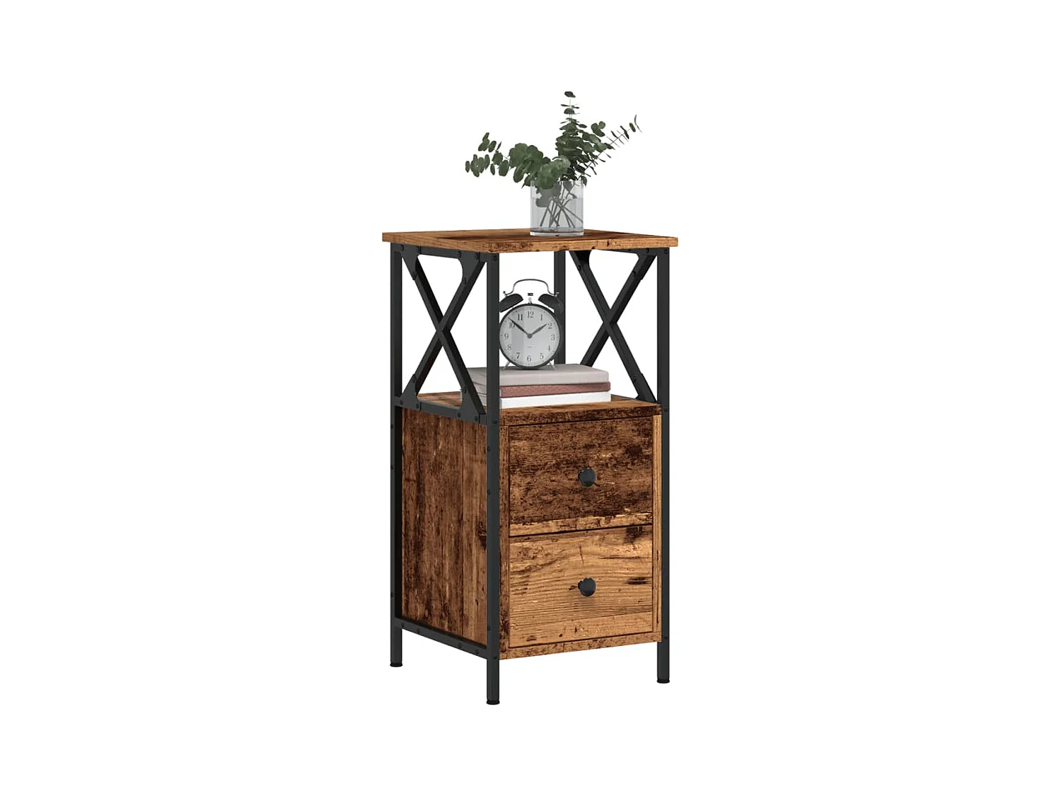 Table de chevet vieux bois 34x35,5x70 cm bois d'ingénierie