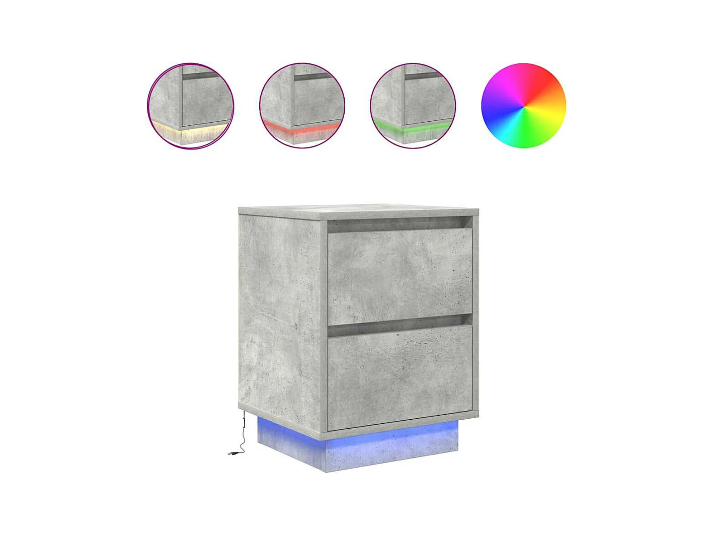 Nachttische mit LED-Leuchten 2 Stk. Betongrau 38x34x50 cm