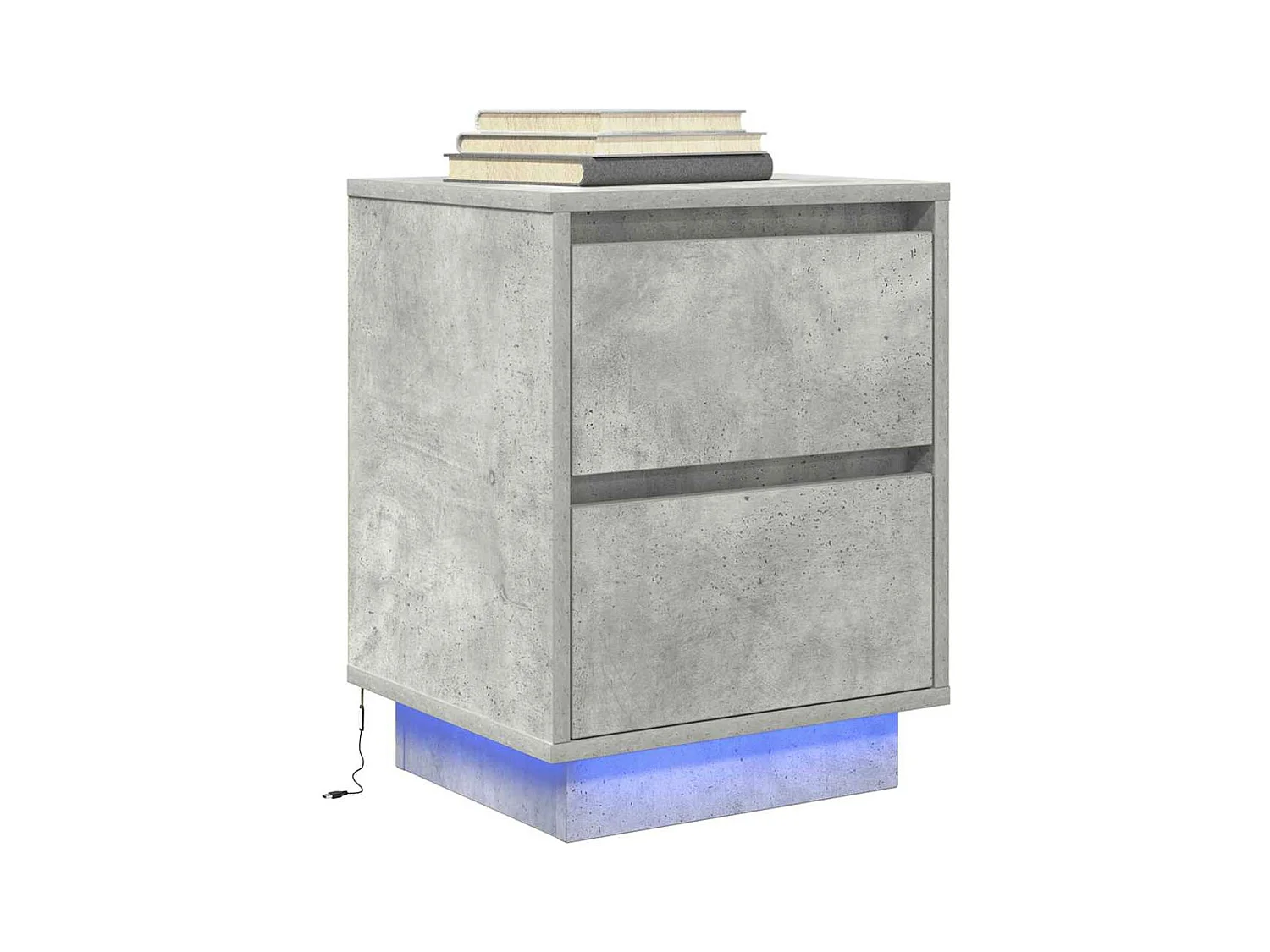 Nachttische mit LED-Leuchten 2 Stk. Betongrau 38x34x50 cm