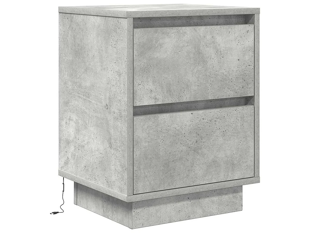Nachtkastjes met LED-verlichting 2 st 38x34x50 cm betongrijs