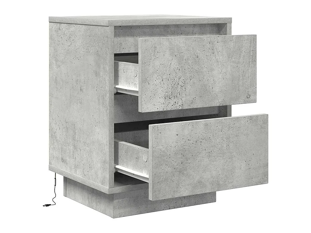 Nachtkastjes met LED-verlichting 2 st 38x34x50 cm betongrijs