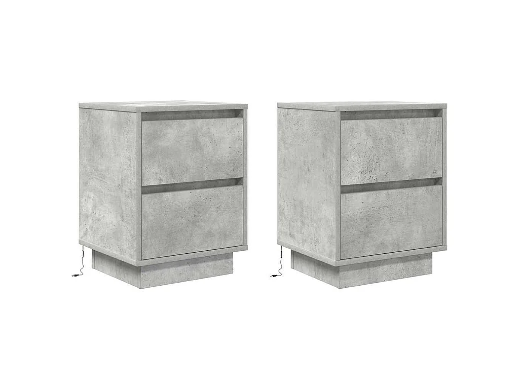 Nachttische mit LED-Leuchten 2 Stk. Betongrau 38x34x50 cm