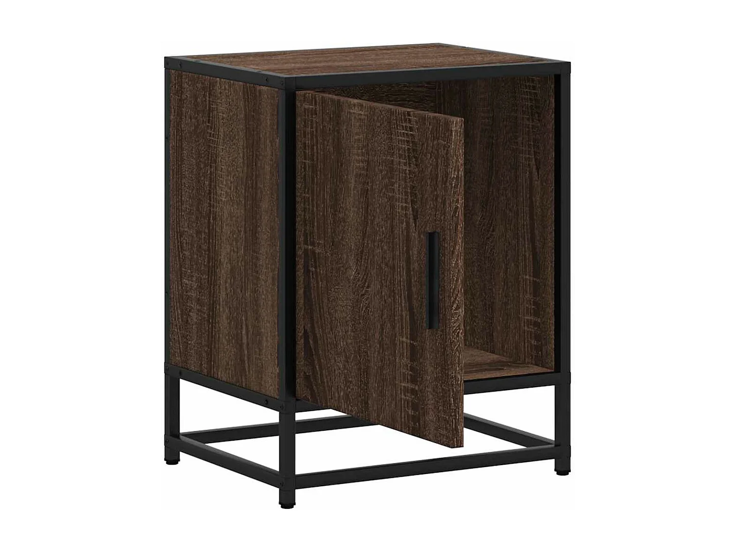 Table de chevet chêne marron 40x31x50cm bois d'ingénierie métal