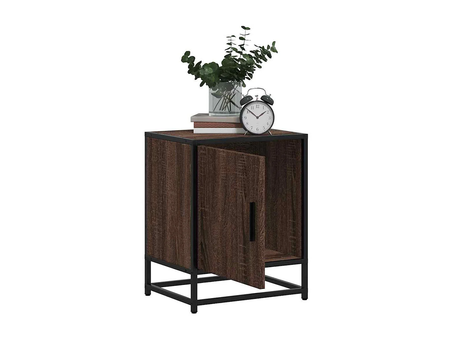 Table de chevet chêne marron 40x31x50cm bois d'ingénierie métal