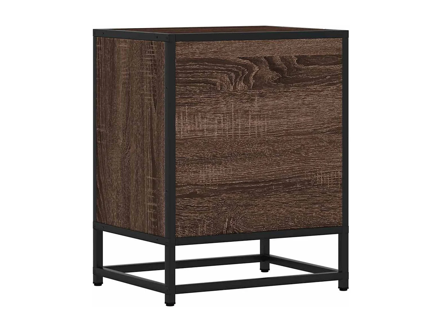 Table de chevet chêne marron 40x31x50cm bois d'ingénierie métal