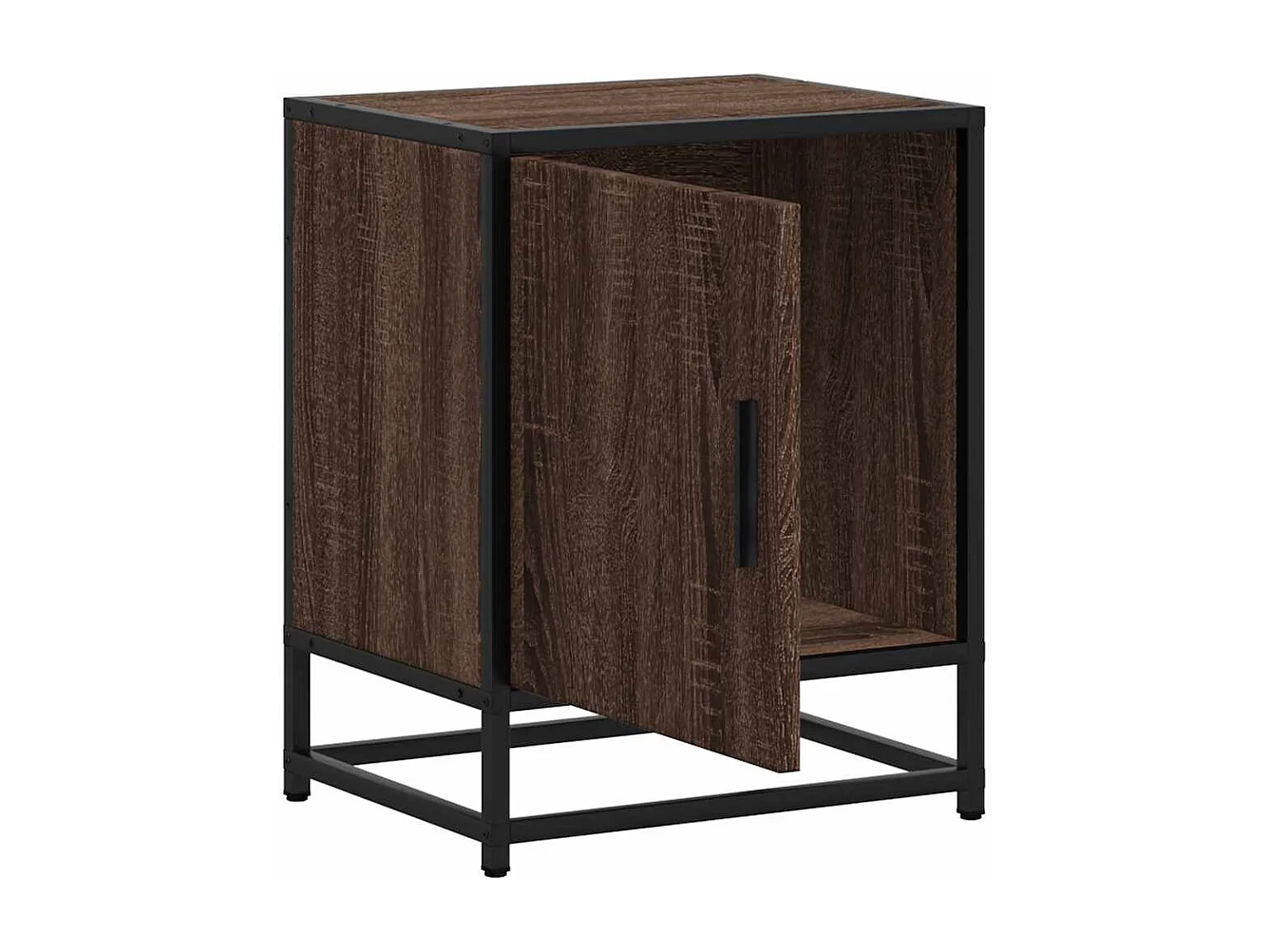 Table de chevet chêne marron 40x31x50cm bois d'ingénierie métal