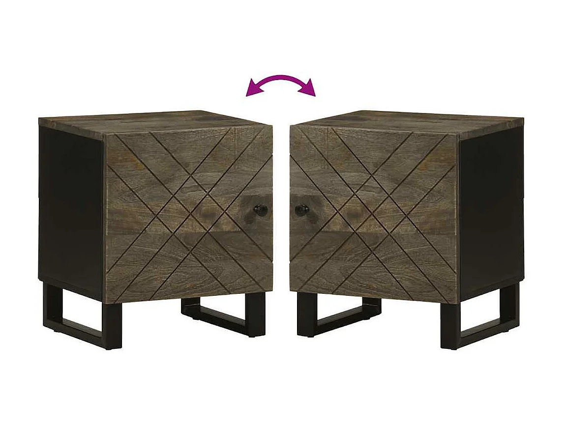 Nachttisch Schwarz 40x33x46 cm Massivholz Mango