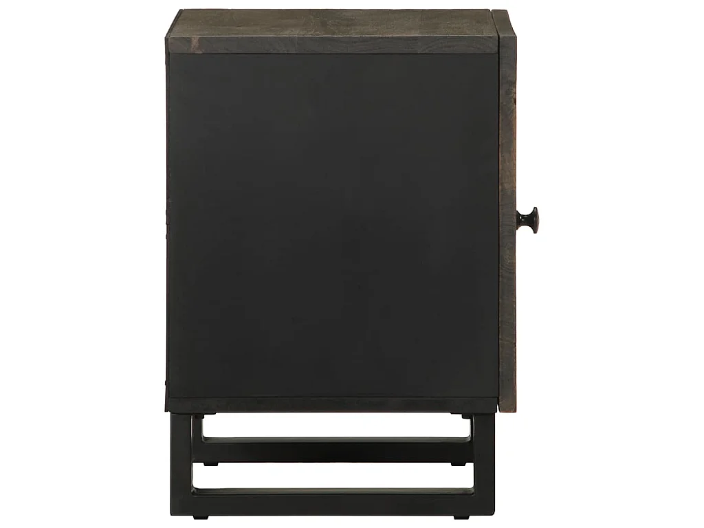 Comodino Nero 40x33x46 cm in Legno Massello di Mango
