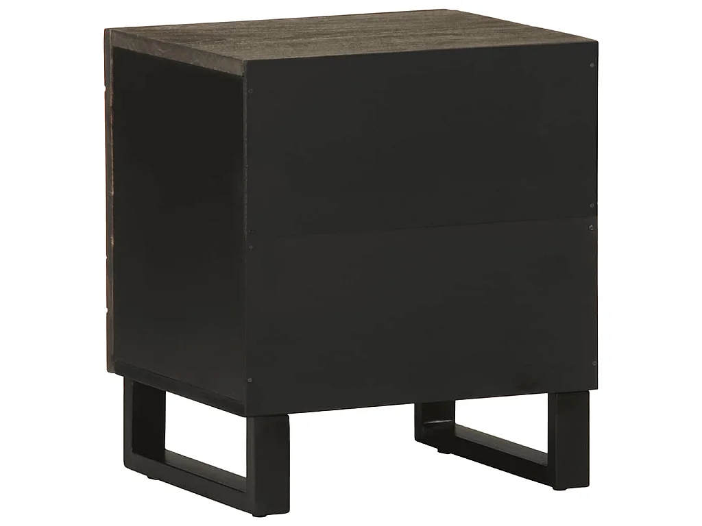 Comodino Nero 40x33x46 cm in Legno Massello di Mango