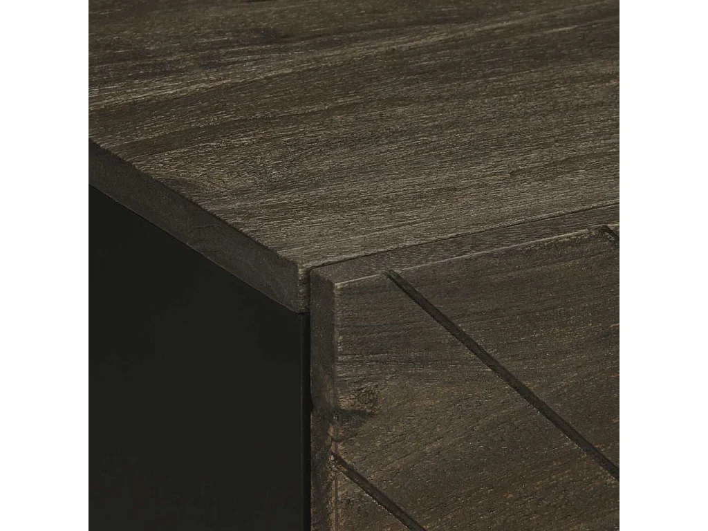 Comodino Nero 40x33x46 cm in Legno Massello di Mango