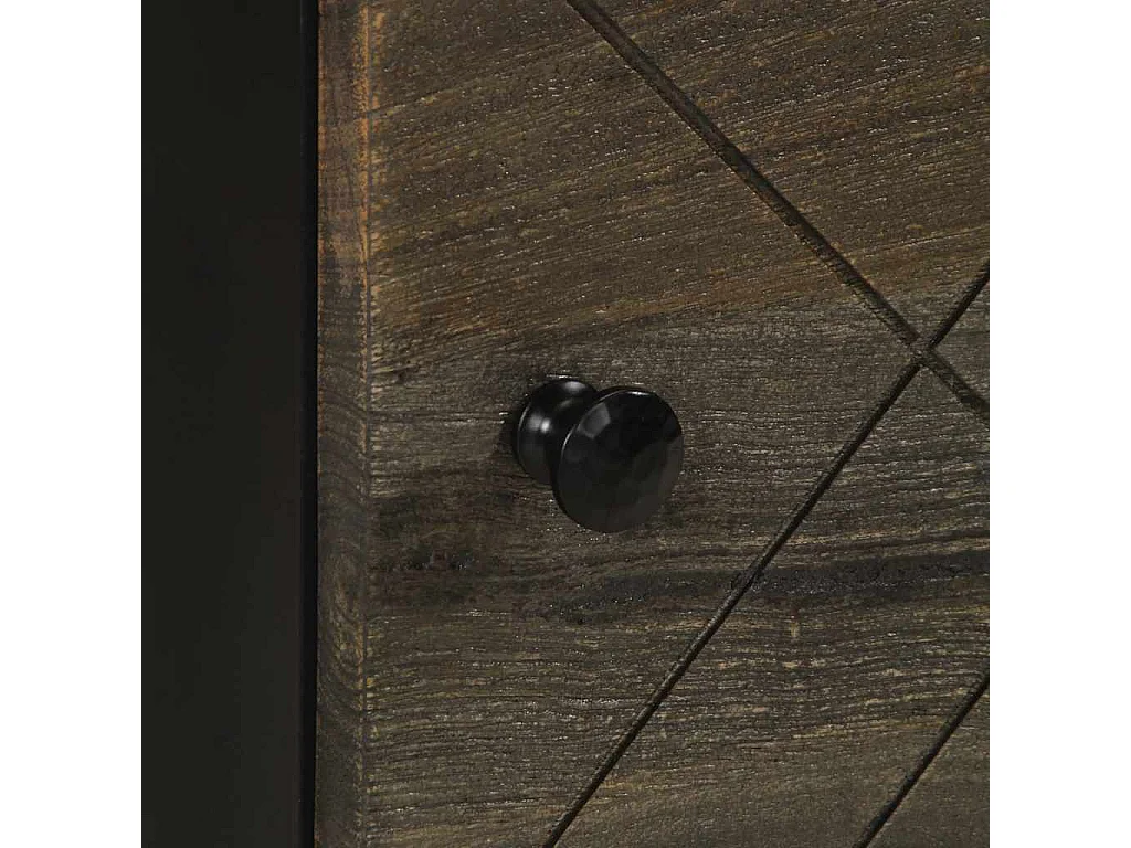 Comodino Nero 40x33x46 cm in Legno Massello di Mango