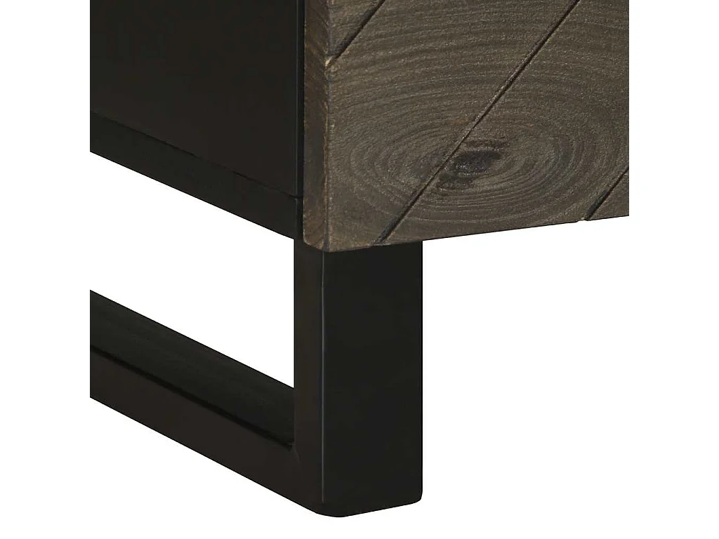 Comodino Nero 40x33x46 cm in Legno Massello di Mango