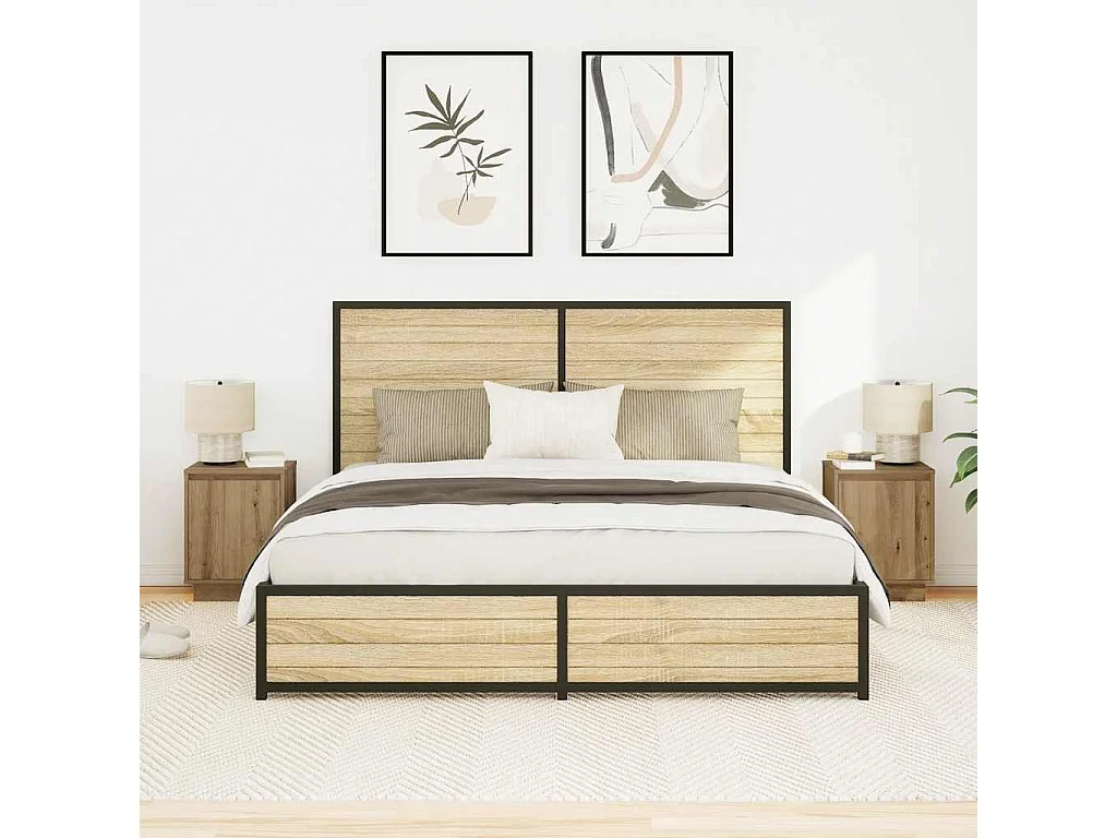 Comodini con Luci a LED 2 pz Rovere Artigianale 38x34x50 cm