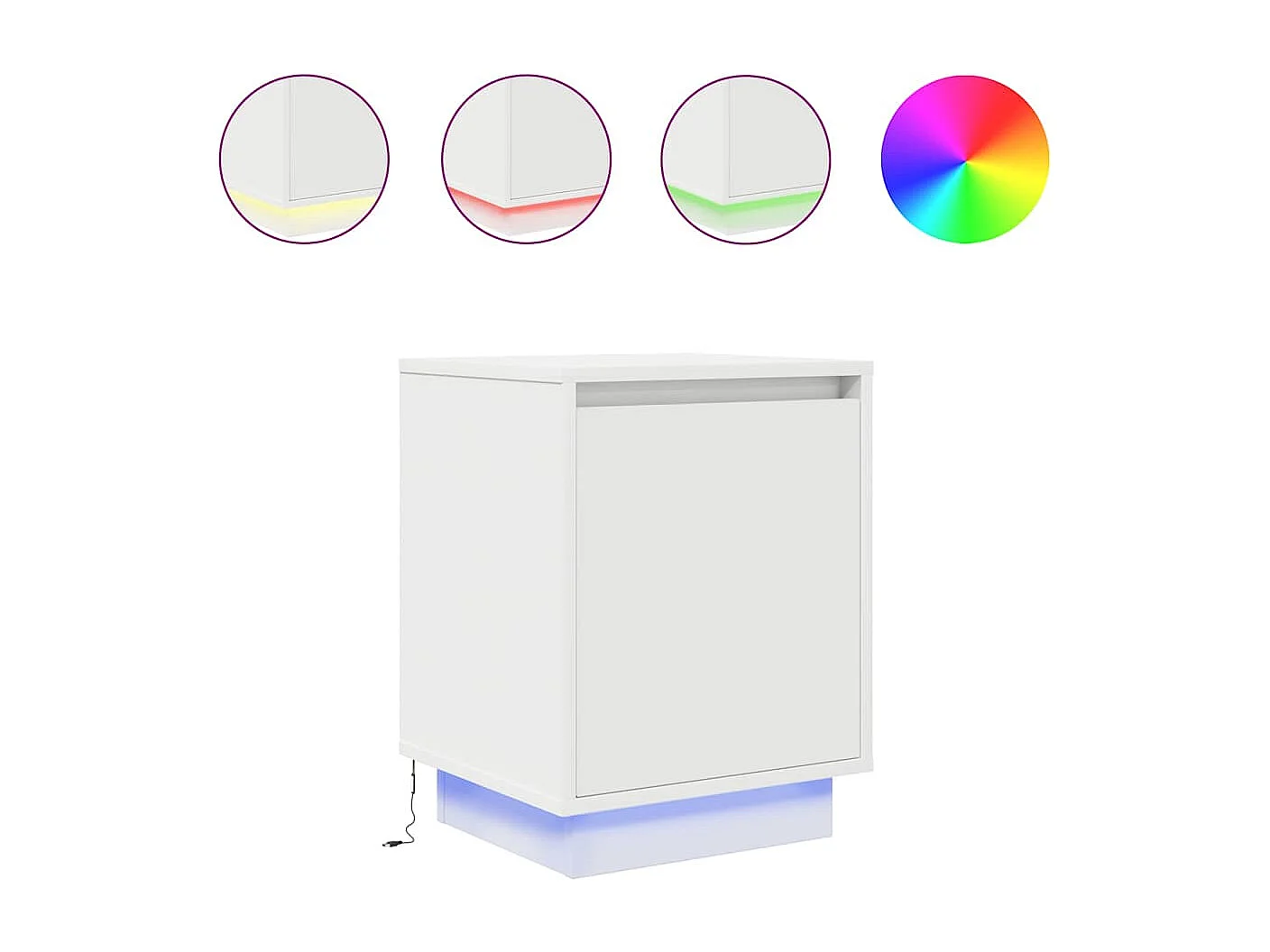 Tables de chevet avec lumières LED 2 pcs blanc 38x34x50 cm