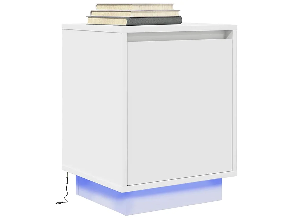 Nachttische mit LED-Leuchten 2 Stk. Weiß 38x34x50 cm