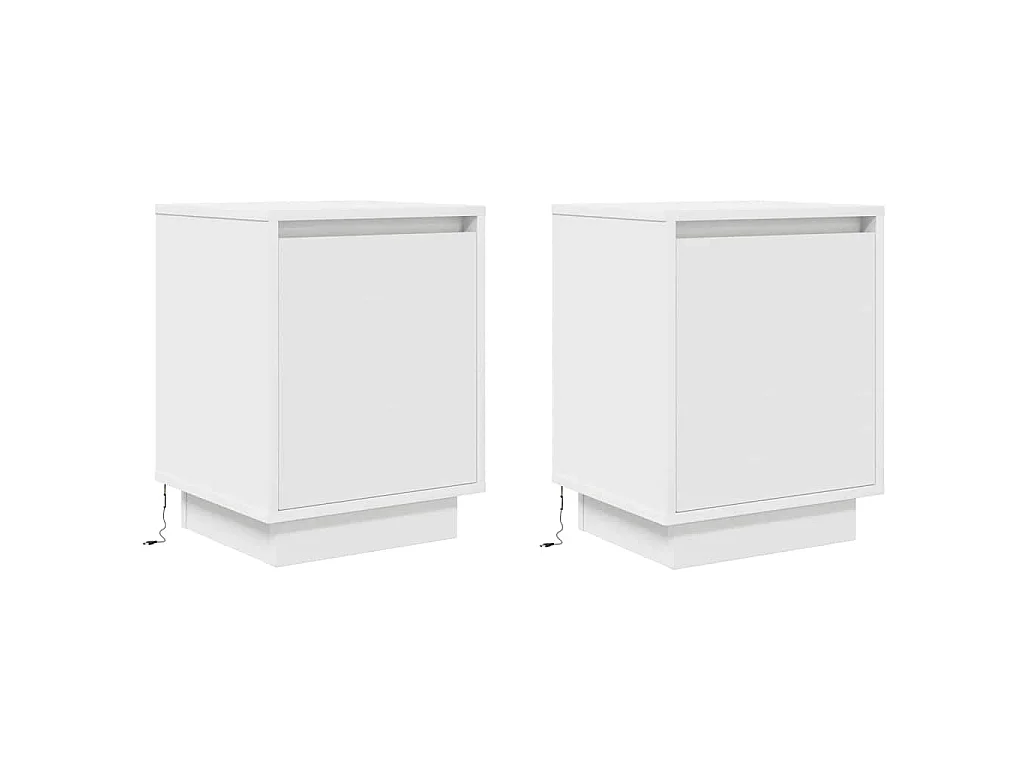 Tables de chevet avec lumières LED 2 pcs blanc 38x34x50 cm