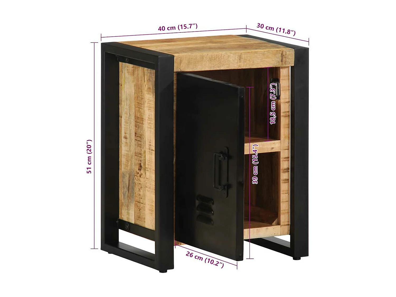 Nachttische 2 Stk. Raues Mangoholz