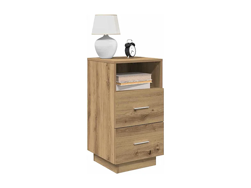 Mesas cabeceira 2pcs 2 gavetas 36x36x68 cm carvalho artisiano