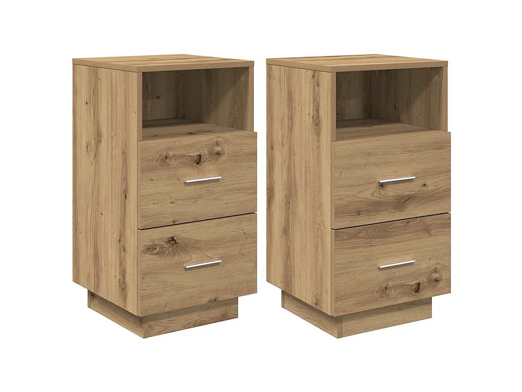 Nachtkastjes 2 st met 2 lades 36x36x68 cm artisanaal eiken