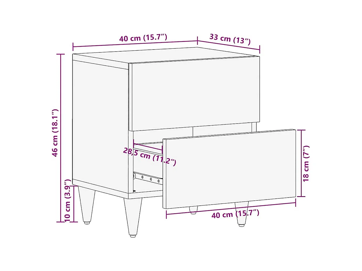 Mesa de cabeceira cinzento claro 40x33x46 cm