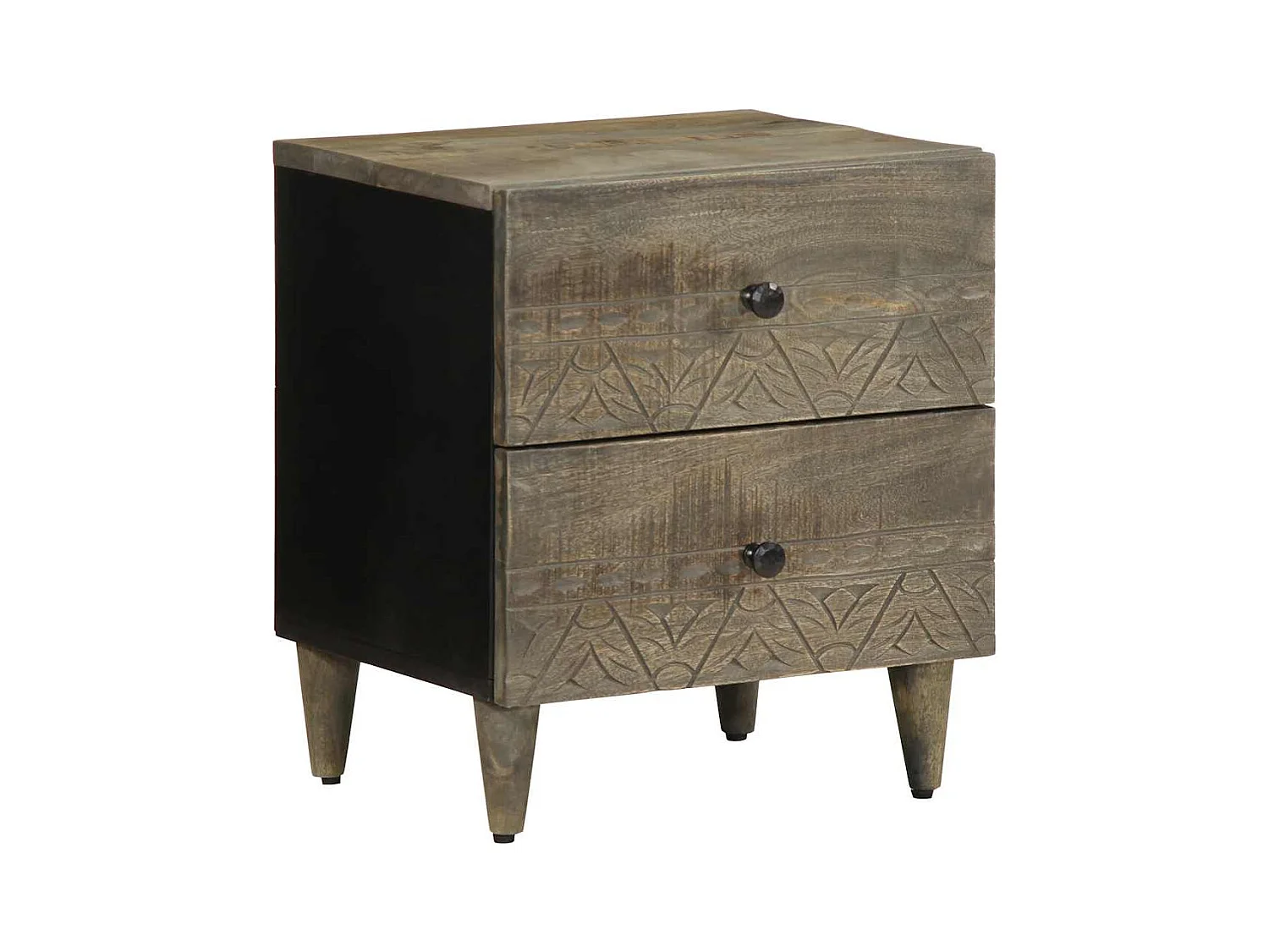 Table de chevet gris clair 40x33x46 cm bois de manguier solide