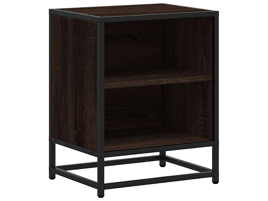 Table de chevet chêne marron 40x31x50cm bois d'ingénierie métal