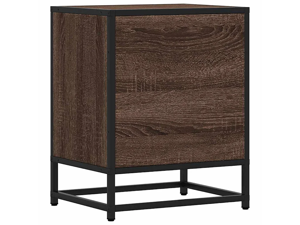 Table de chevet chêne marron 40x31x50cm bois d'ingénierie métal