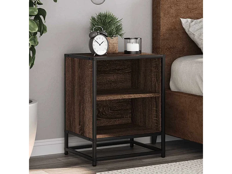 Nachttisch Braun Eichen-Optik 40x31x50 cm Holzwerkstoff Metall