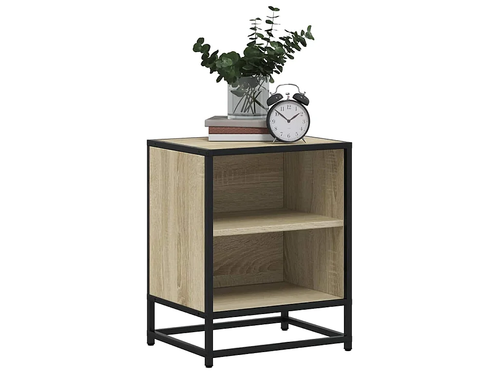 Nachtkastje 40x31x50 cm bewerkt hout en metaal sonoma eiken