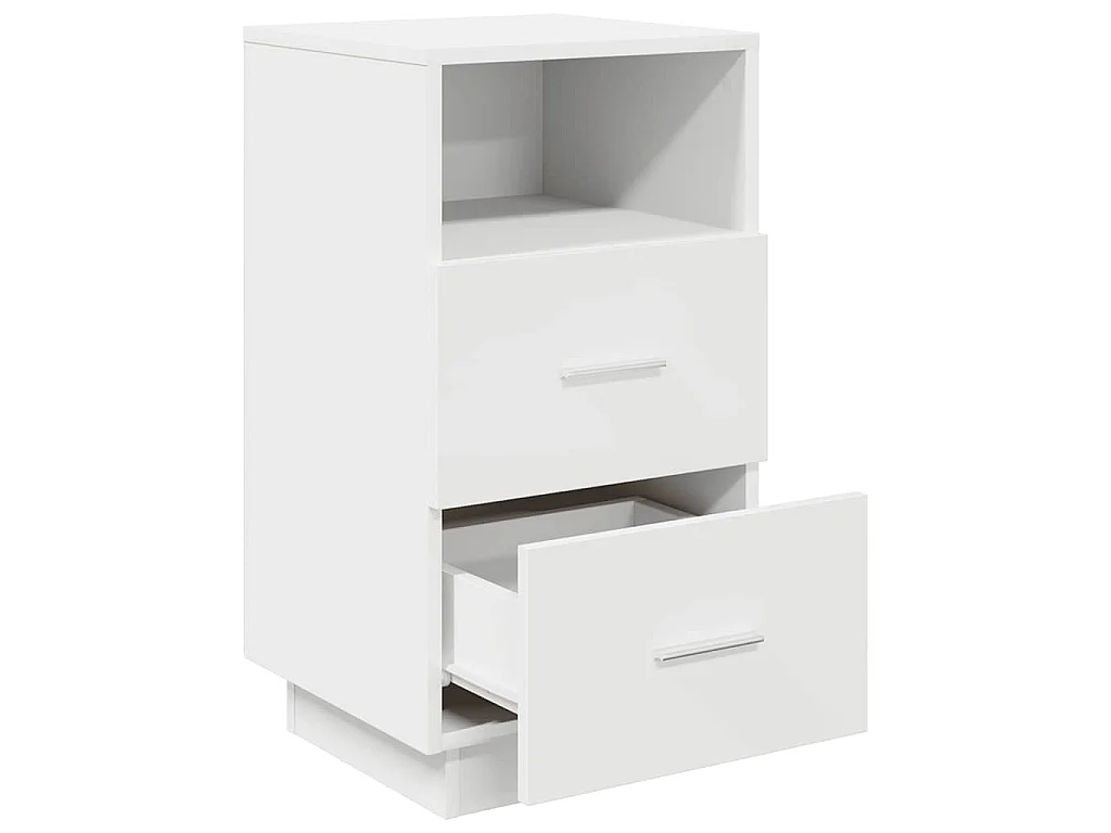 Table de chevet avec 2 tiroirs blanc 36x36x68 cm